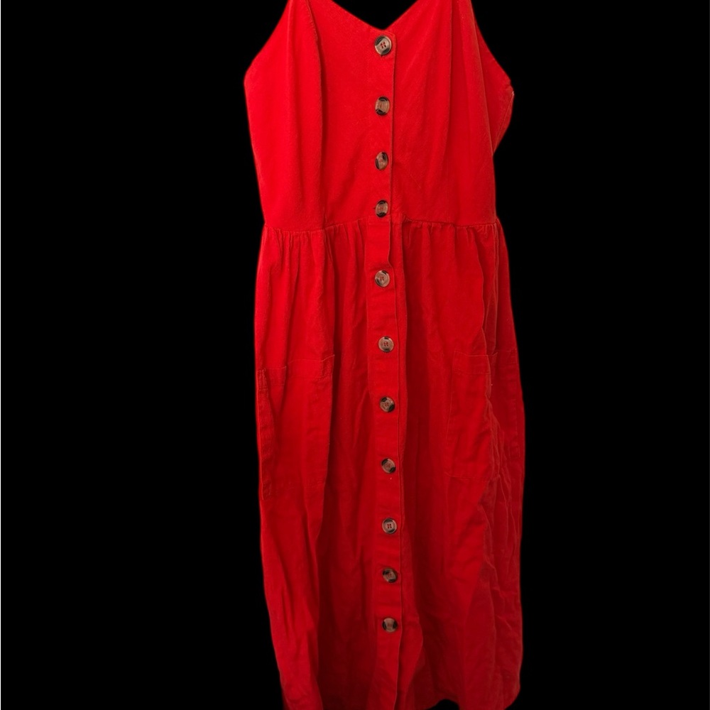 & Other Stories Vibrant Red Midi Dress
